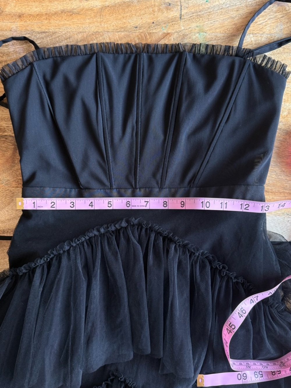 Betsy & Adam Jasmine Black Corset Gown Mesh Formal Elegant, 4 - Picture 8 of 11